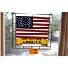 Image 1 : HANGING LEADED GLASS, "FLAG-WE SUPPORT AMERICA" (17 1/2" X 16")