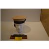 Image 1 : QUEEN MARY: SAILOR'S HAT W/HER NAME WOVEN IN GOLD & QUEEN MARY 2 MODEL ON WOOD BASE (2 PCS)