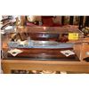 Image 1 : MODEL OF THE USS RONALD REAGAN (CVN-76) MOUNTED ON WOOD BASE IN PLEXI GLASS CASE (34 1/2L X 12 1/2" 