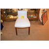 Image 1 : WHITE LEATHER SIDE CHAIR W/WOOD SIDES & LEGS FROM THE RMS QUEEN MARY (19" W X 18" D X 27 1/2" T)