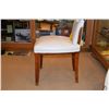 Image 2 : WHITE LEATHER SIDE CHAIR W/WOOD SIDES & LEGS FROM THE RMS QUEEN MARY (19" W X 18" D X 27 1/2" T)