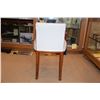 Image 3 : WHITE LEATHER SIDE CHAIR W/WOOD SIDES & LEGS FROM THE RMS QUEEN MARY (19" W X 18" D X 27 1/2" T)