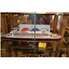 Image 1 : RMS QUEEN MARY 2 MODEL ON WOOD BASE (34" L X 4 1/2" D X 10" T)