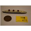 Image 1 : FRANCE 1958 SS NORMANDIE RIO DE JANEIRO STOP OVER BRONZE BY VERNON & METAL NORMANDIE SHIP (2 PCS)