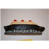 Image 2 : TERRA COTTA BANK IN THE SHAPE OF THE NORMANDIE (10" X 3 1/2" X 2") & GOLD PLATED MEDALLION GIVEN TO 