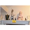 Image 2 : COLLECTION OF STATUARY: MERMAID ON WAVE, CATS, WOMAN IN LAVENDER & BOOK ENDS (10 PCS)
