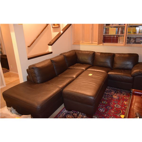 LEATHER SOFA & OTTOMAN