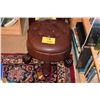 Image 1 : TURTLE FOOT STOOL W/LEATHER UPHOLSTERY