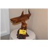 Image 1 : CARVED WOOD SHARK ON WOOD BASE; SIGNED PAUL OF HAWAII (24 1/2" L X 18" H)