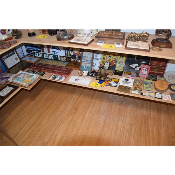 LARGE COLLECTION OF MISC. SIGNAGE, JOKE BOOKS, NATIONAL LAMPOON MAGAZINE