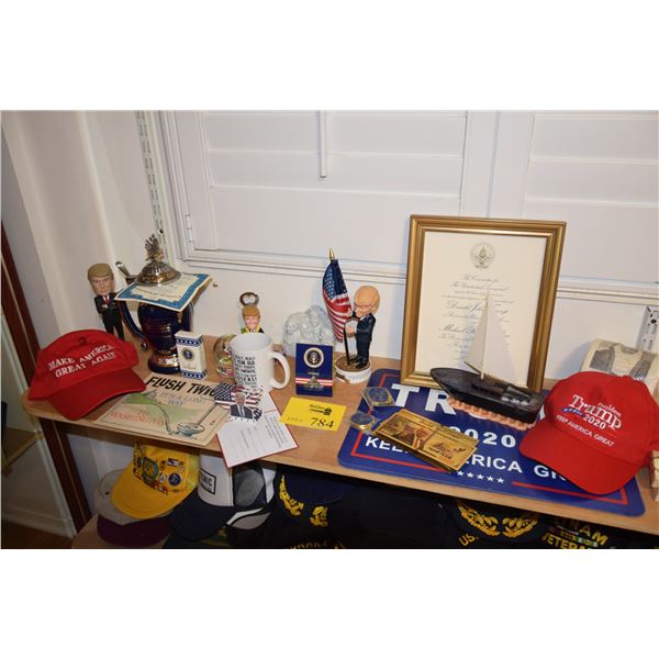 TRUMP SIGNAGE, BUBBLE HEADS, HATS, ETC.