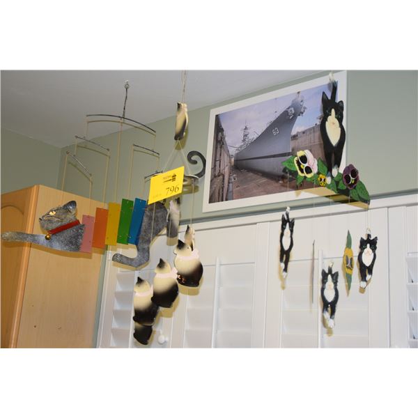 COLLECTION OF WIND CHIMES, CAT MOTIF (3 PCS)