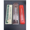 Image 2 : 3 Vintage Plastic Thermometers and Tire Clock on Stand with Alarm, All Working