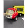 Image 3 : Vintage Tonka Truck Car Hauler Red Truck and Green Trailer with Red Writing