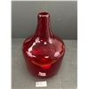 Image 2 : Vintage  Hand Blown Very Large Red Cranberry Art Glass Jug Shaped Vase 14" Tall 10.5" Across Bottom.