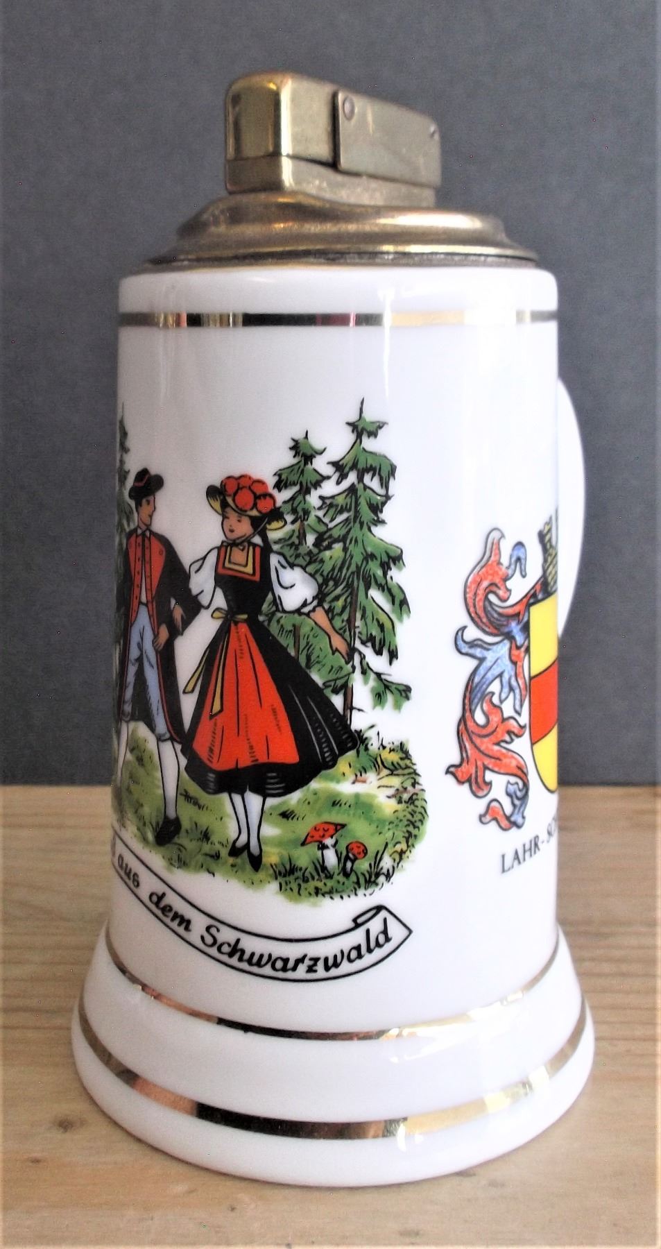 Beer Stein Lighter Porcelain Features Lahr and BadenBaden