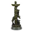 Image 3 : Legend Indian Chief with Wolf and Eagle Bronze Sculpture