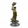 Image 2 : Young lady Gazes into a Flower Bronze Sculpture