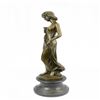 Image 5 : Young lady Gazes into a Flower Bronze Sculpture