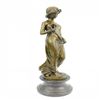 Image 6 : Young lady Gazes into a Flower Bronze Sculpture