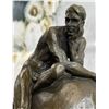 Image 2 : Nude Male Resting on Top of the World Bronze Sculpture