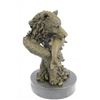 Image 1 : Bear Head Bust with Fish Bronze Sculpture