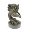 Image 2 : Bear Head Bust with Fish Bronze Sculpture