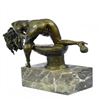Image 1 : Nude Girl on Toilette Bronze Sculpture