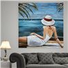 Image 1 : Woman Sun Bathing Three Dimensional Oil Painting Wall Mount Metal Art