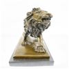 Image 2 : African Lion Bronze Sculpture on Marble Base Figure