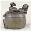 Image 1 : Skeleton Embracing Nude Nymph Bronze Sculpture