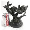 Image 1 : Two Running Hare Bronze Figurine