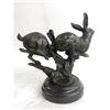 Image 2 : Two Running Hare Bronze Figurine