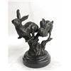 Image 3 : Two Running Hare Bronze Figurine