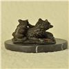 Image 9 : Wolf Cub Bust Wild Life Bronze Sculpture