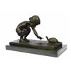 Image 1 : Little Girl Playing With Turtle Bronze Sculpture