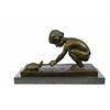 Image 3 : Little Girl Playing With Turtle Bronze Sculpture