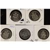 Image 1 : 5 CANADA 50 CENT PIECES 1990, 91, 92, 95 & 1997