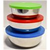 Image 1 : SET OF 3 S/S FOOD STORAGE BOWLS W/ AIR TIGHT LIDS