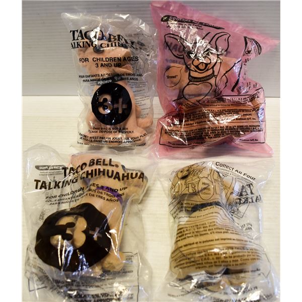 SET OF 4 TACO BELL COLLECTABLE PLUSH CHIHUAHUAS
