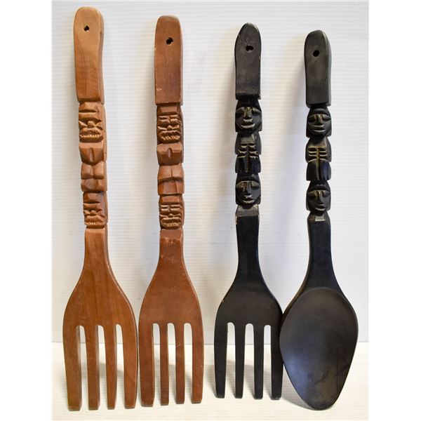 CARVED WOOD DECORATIVE ITEMS- SET OF 4