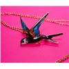 Image 1 : 8)  RHINESTONE AND ENAMEL BIRD BROOCH/PENDANT