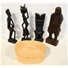 Image 1 : FLAT W/ WOOD FIGURES & WOVEN BASKET