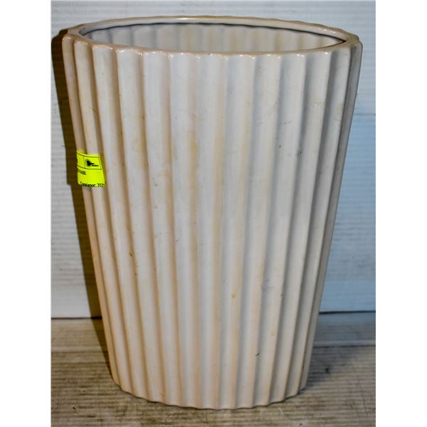TALL WHITE CRIMPED VASE