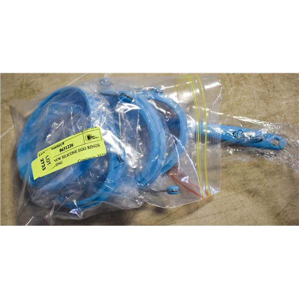 SET OF 4 NEW SILICONE EGG RINGS W/ MATCHING