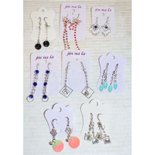 8 PAIRS OF NEW CRYSTAL EARRINGS