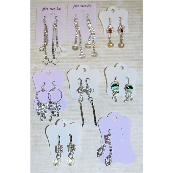8 PAIRS OF NEW CRYSTAL EARRINGS