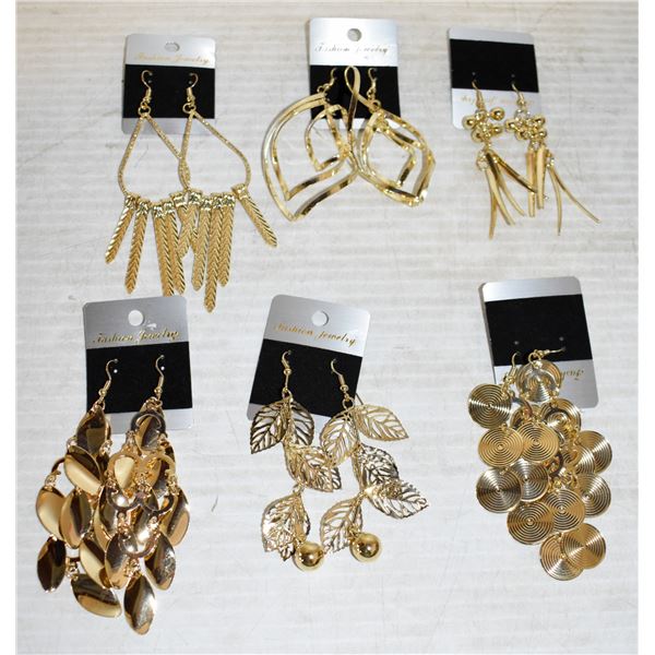 BOX OF NEW GOLD TONE EARRINGS