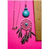 Image 1 : 27)  TURQUOISE AND SILVER TONE DREAM CATCHER