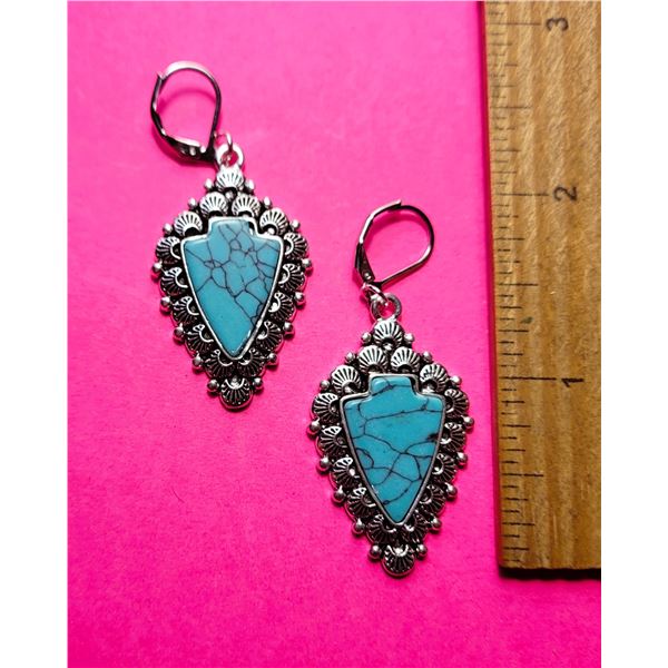 26)  TIBETAN SILVER AND TURQUOISE SHEILD